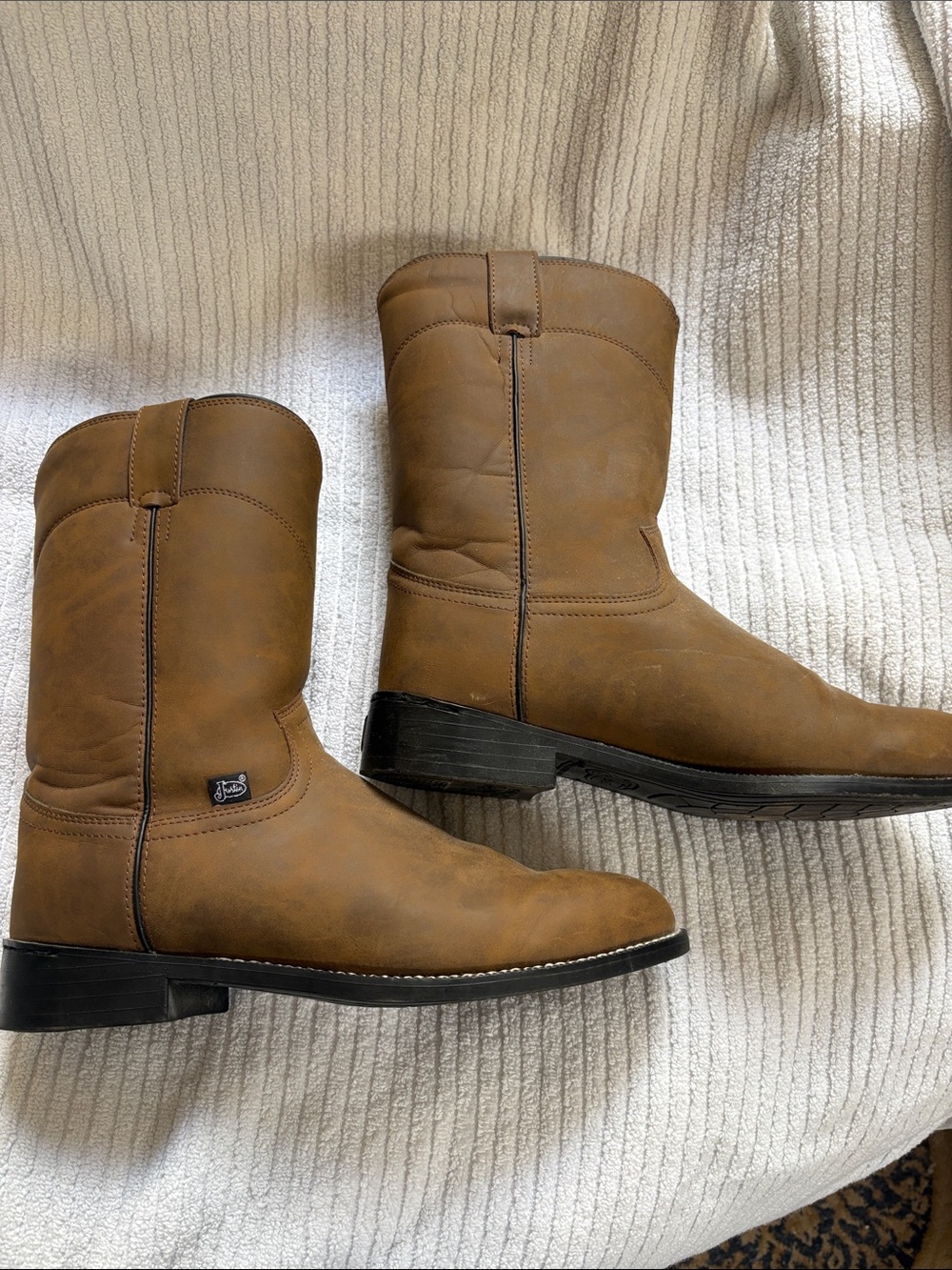 Justin Boots Brown Pull-On Western Work Boots
